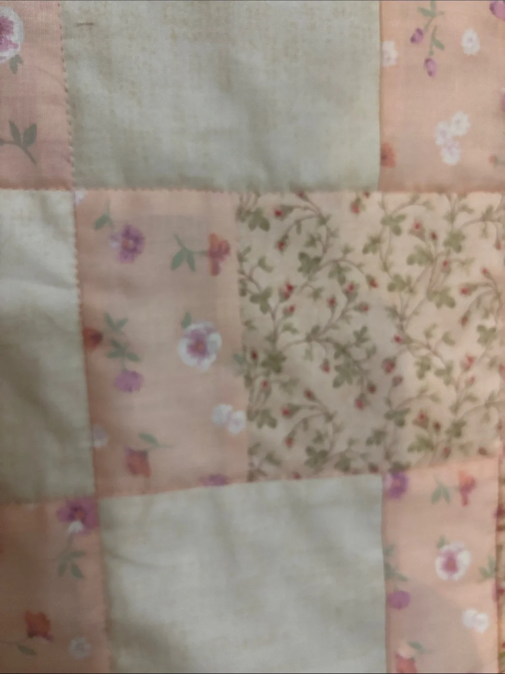 Handmade Patchwork Baby Quilt - Pink and Cream